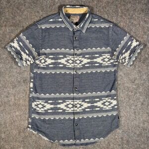 Burton Button Up Shirt Mens S Blue White Southwestern Aztec Short Sleeve  READ